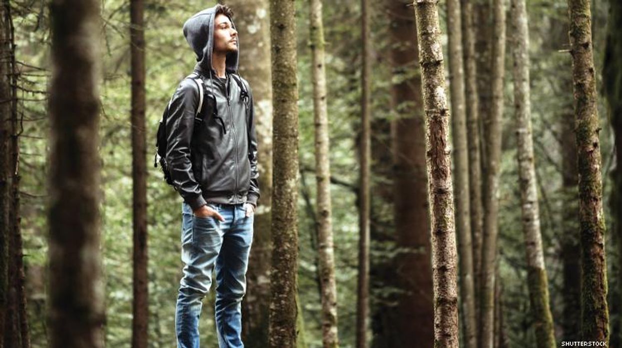 A man alone in the woods