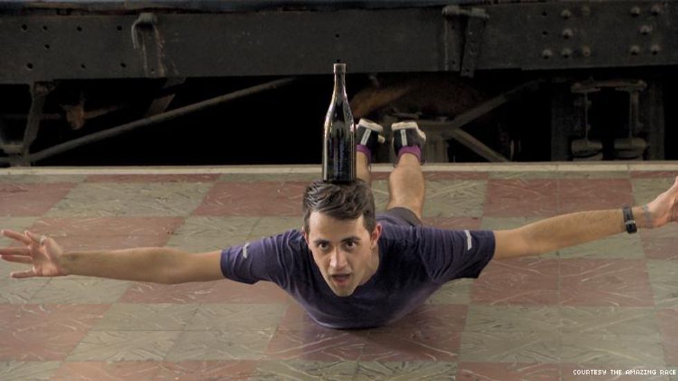 Amazing Race James learns the bottle dance