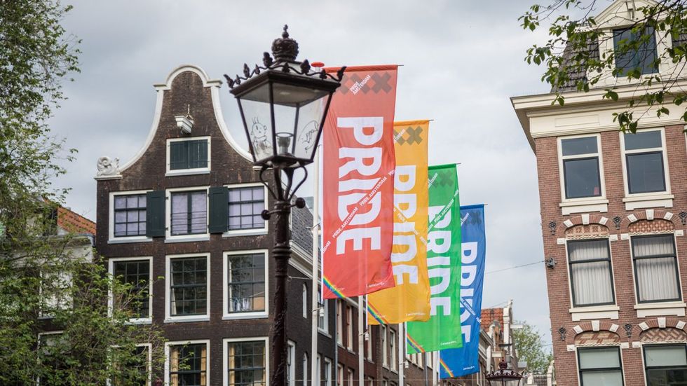Amsterdam with Pride flags 