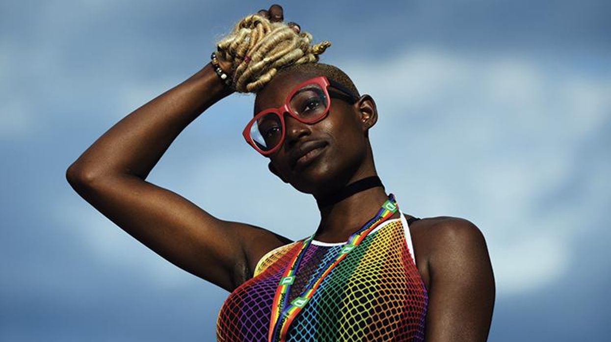 An attendee at the annual Miami Beach Gay Pride Parade on Ocean Drive in South Beach