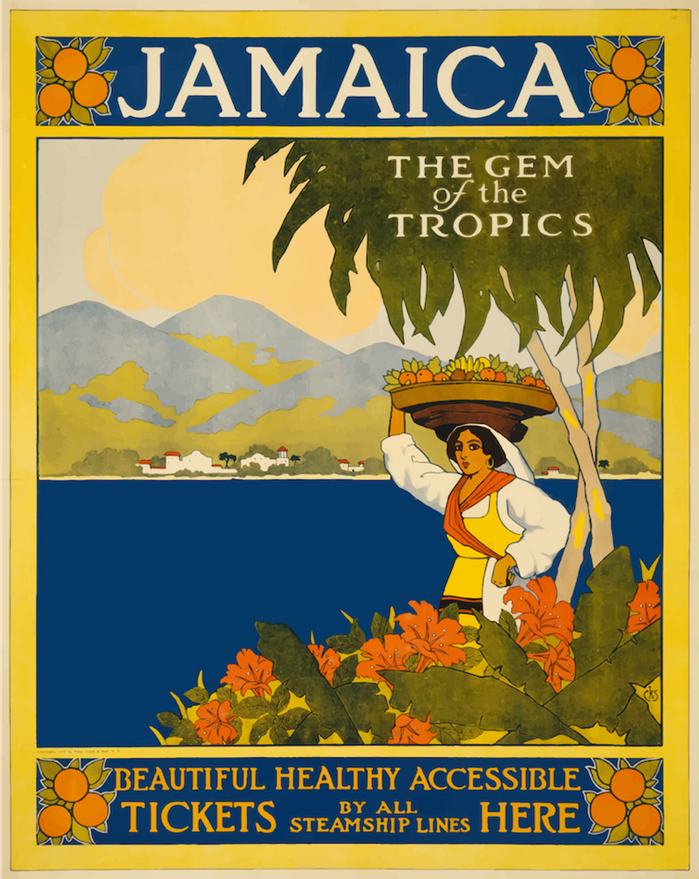 An image of a tourist poster advertising Jamaica as a destination