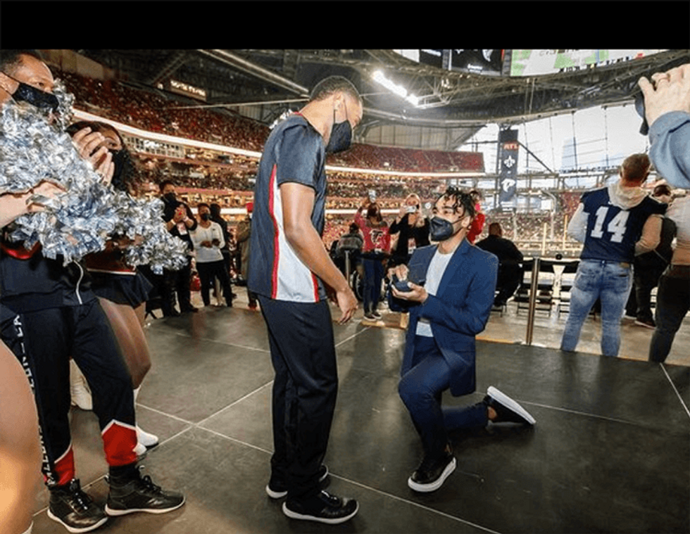 Atlanta Falcons Cheerleader Receives Surprise Wedding Proposal. Spoiler Alert: He Said yes!