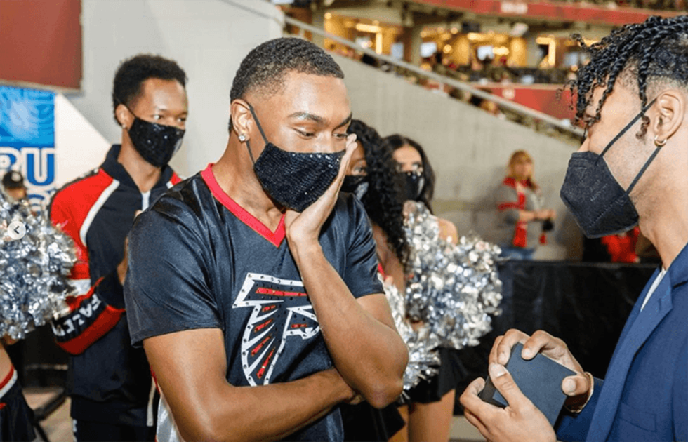 Atlanta Falcons Cheerleader Receives Surprise Wedding Proposal. Spoiler Alert: He Said yes!