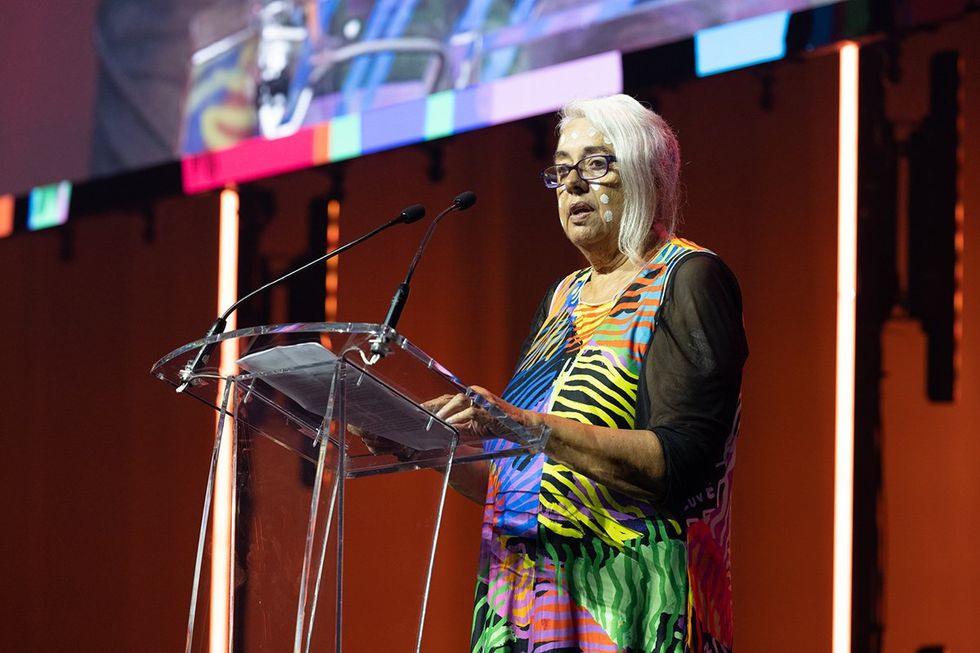 Aunty Pinkham Smith speaks at the Human Rights Conference