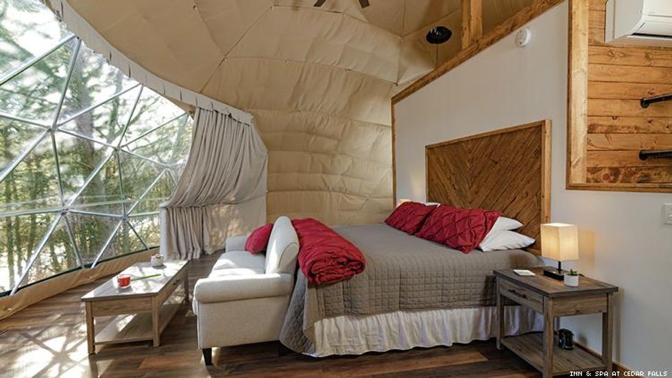 Bedroom of Geodesic Dome at Inn & Space at Cedar Falls