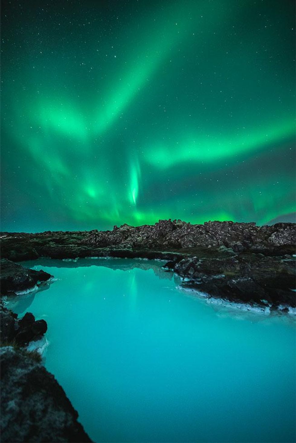 Blue Lagoon with northern lights