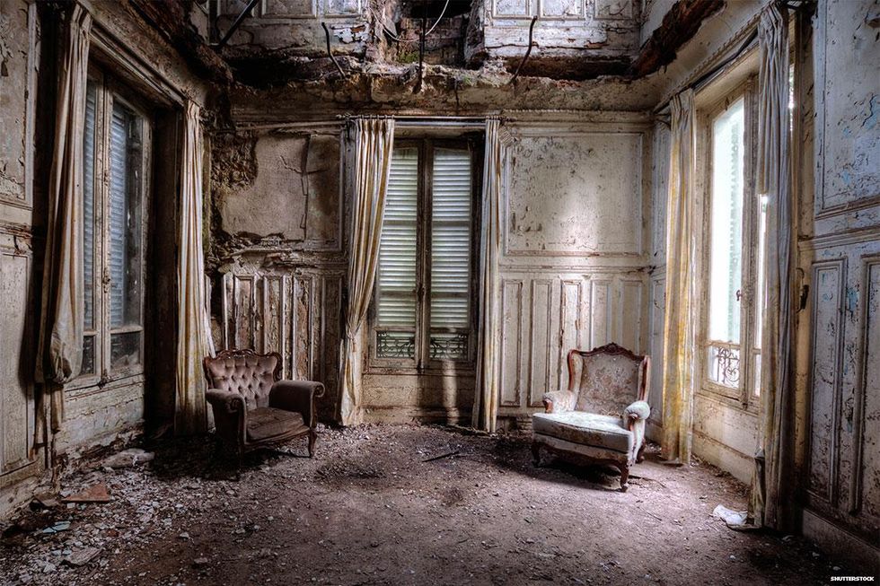Chairs in an abandoned room in France