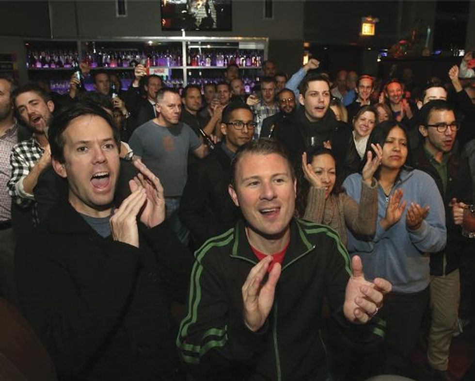 Chicago Gay Bar Side-Track patrons celebrate Gay Marriage