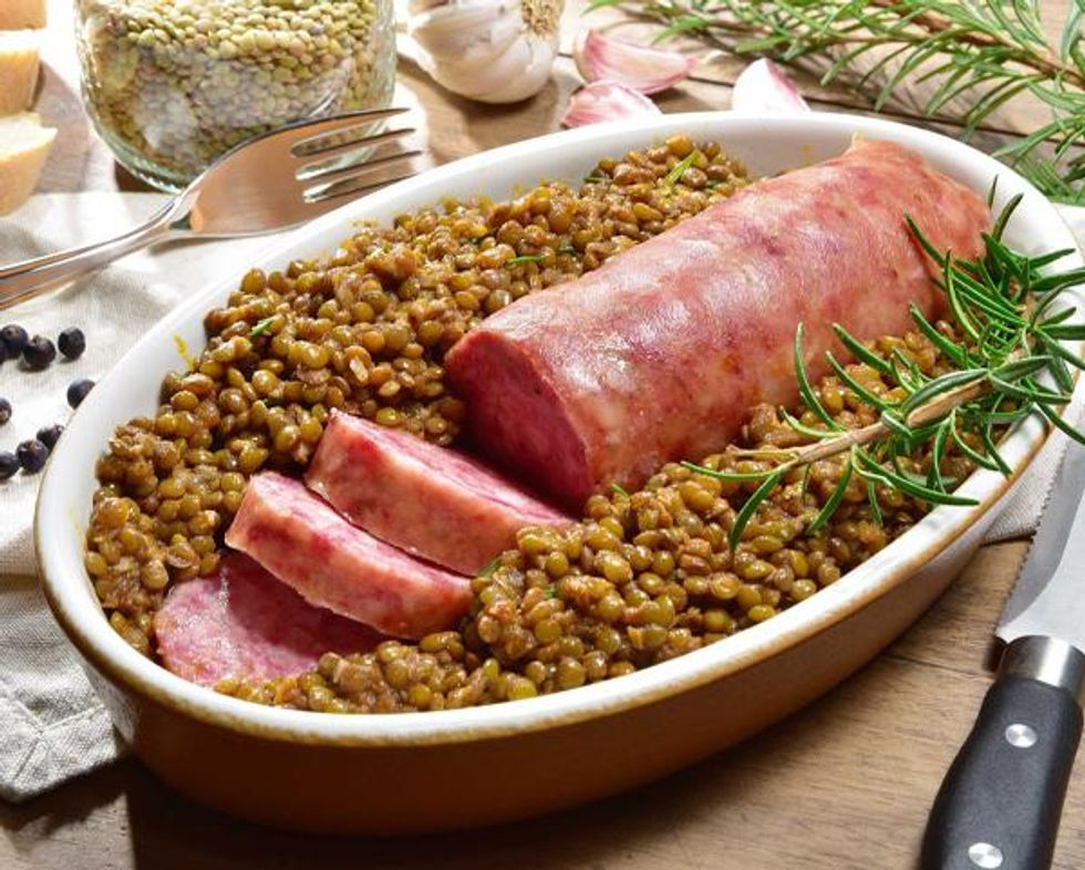 Cotechino con lenticchie, Italy