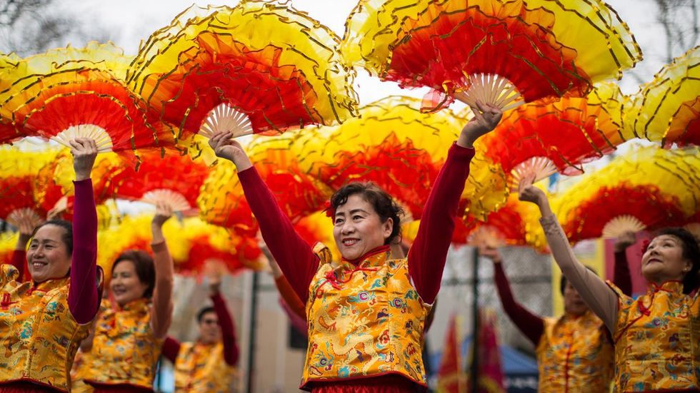 Dancers perform at Chinese New Year in New York City's Chinatown