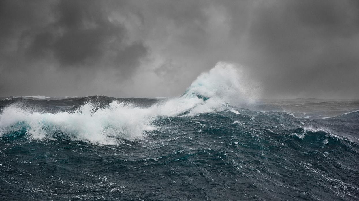 Dark sky and waves on Atlantic Ocean