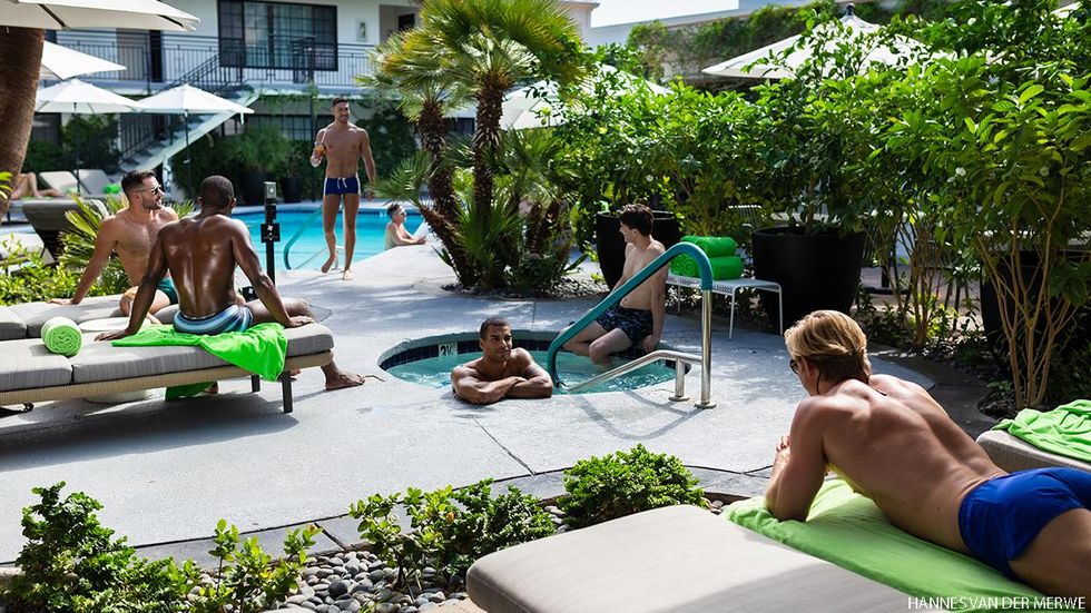 Descanso Resort picture of attractive men in swim trunks near pool
