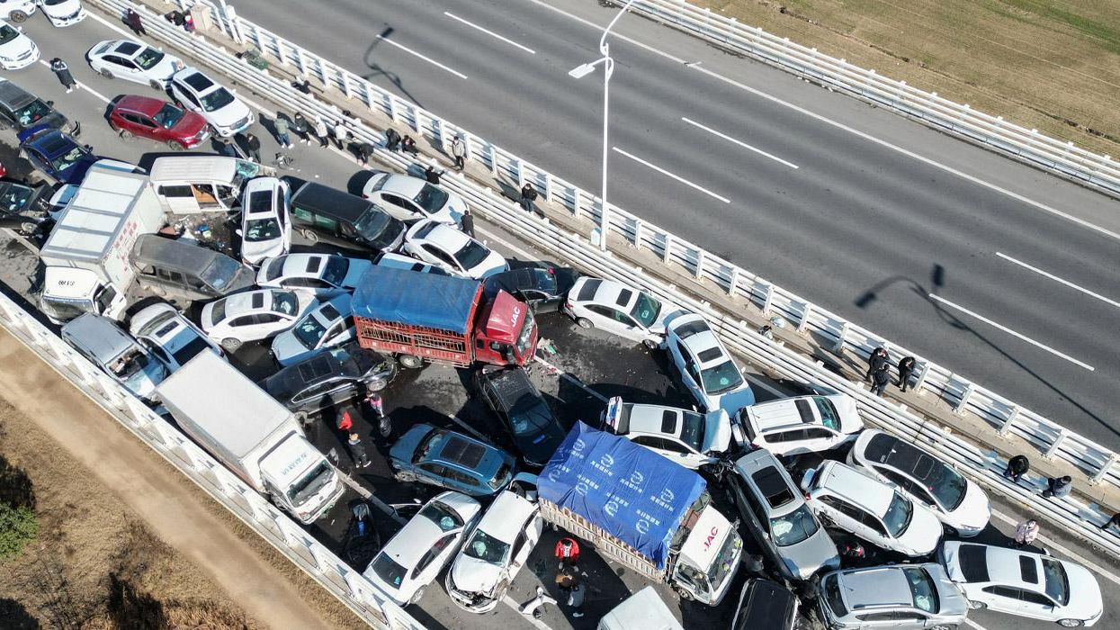 Dozens of cars piled-up on bridge