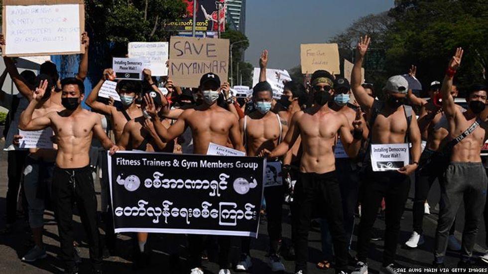 Fitness Trainers and gym members join Myanmar protests