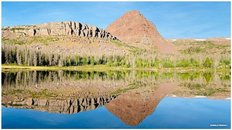 Flat Top Mountain is reflected in Grass Lake in the Henry's Fork Basin of the High Uintas Wilderness