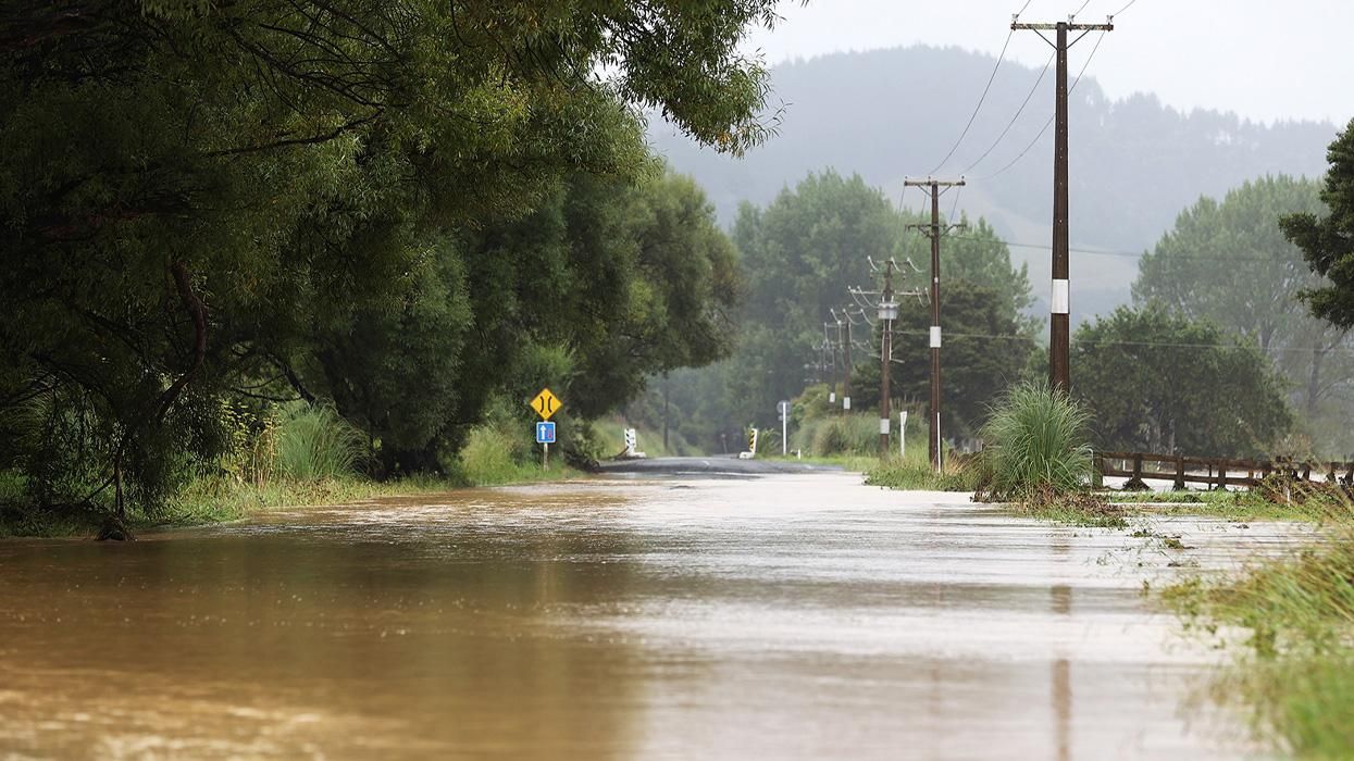 Flooded street in Auckland