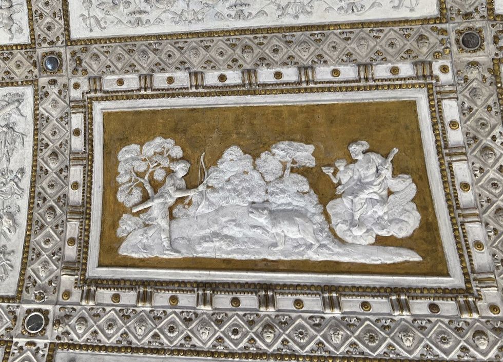 Fresco of Godess Diana with Zeus and Ganymede
