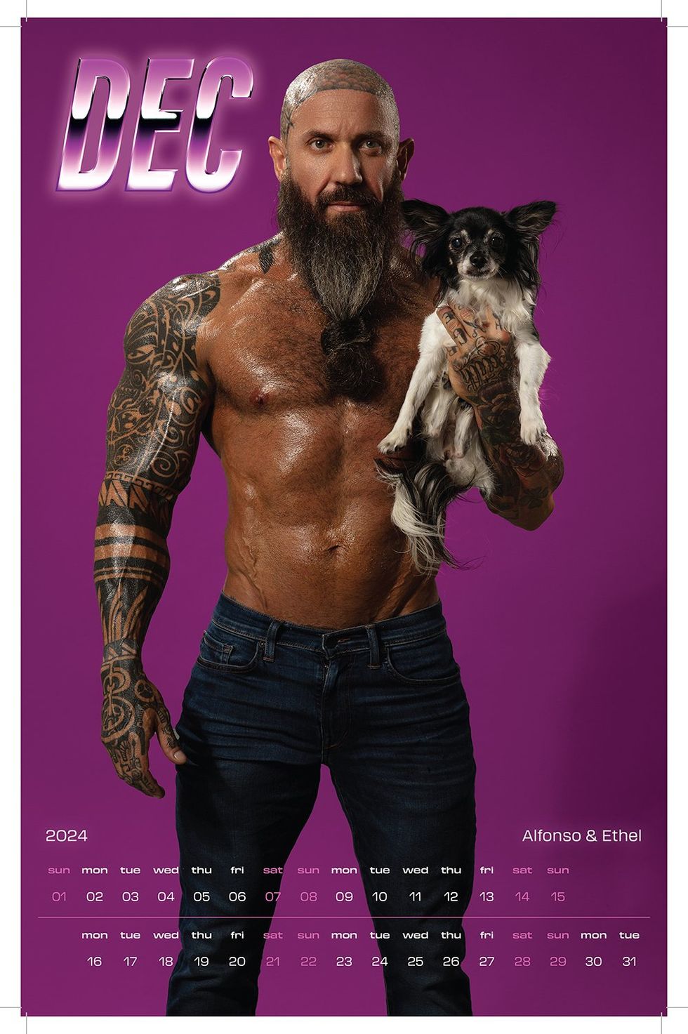 Get Ready to Pant and Beg for the New \u2018Hunks & Hounds\u2019 Calendar from Mike Ruiz \u2013 December \u2013 Alfonso and Ethel