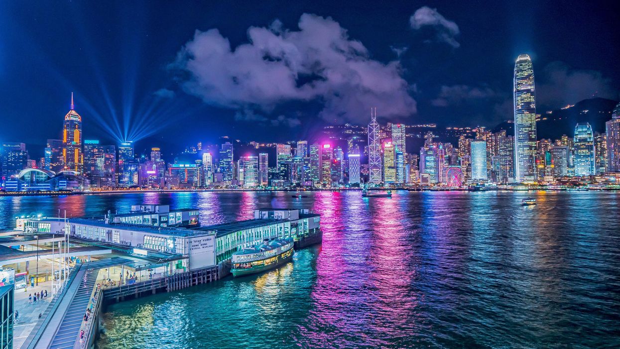 Hong Kong city skyline during night time