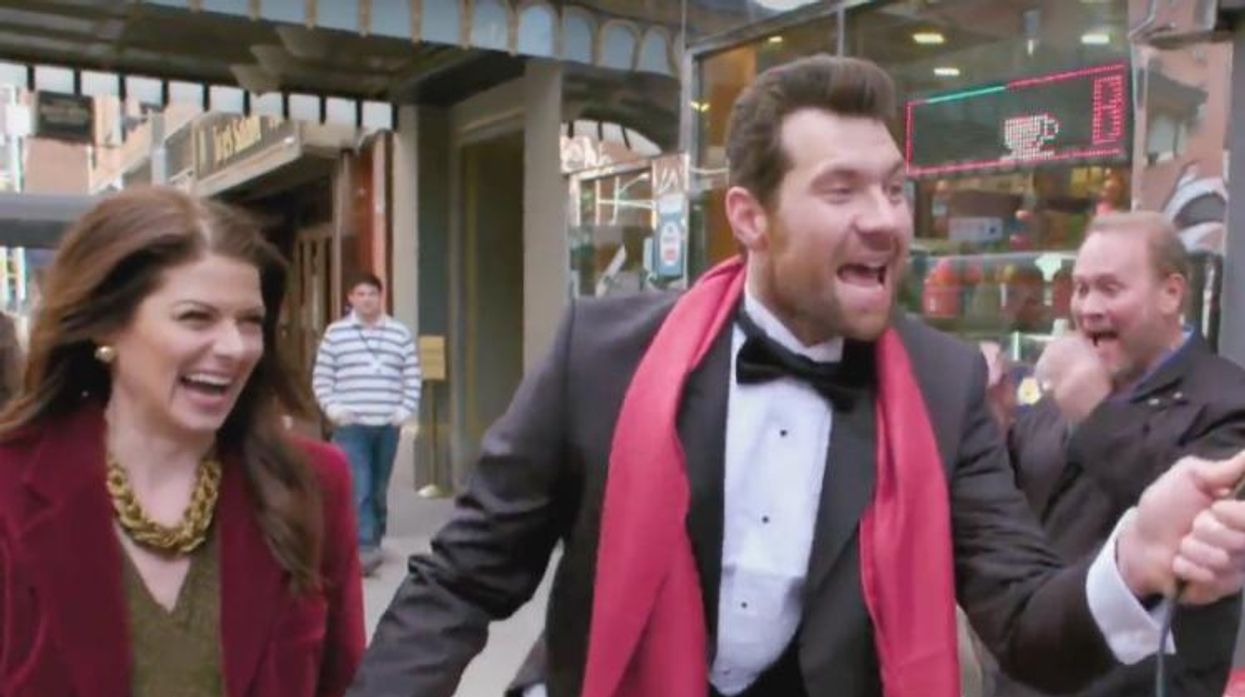 Debra Messing Greets the Gays of New York with Billy Eichner