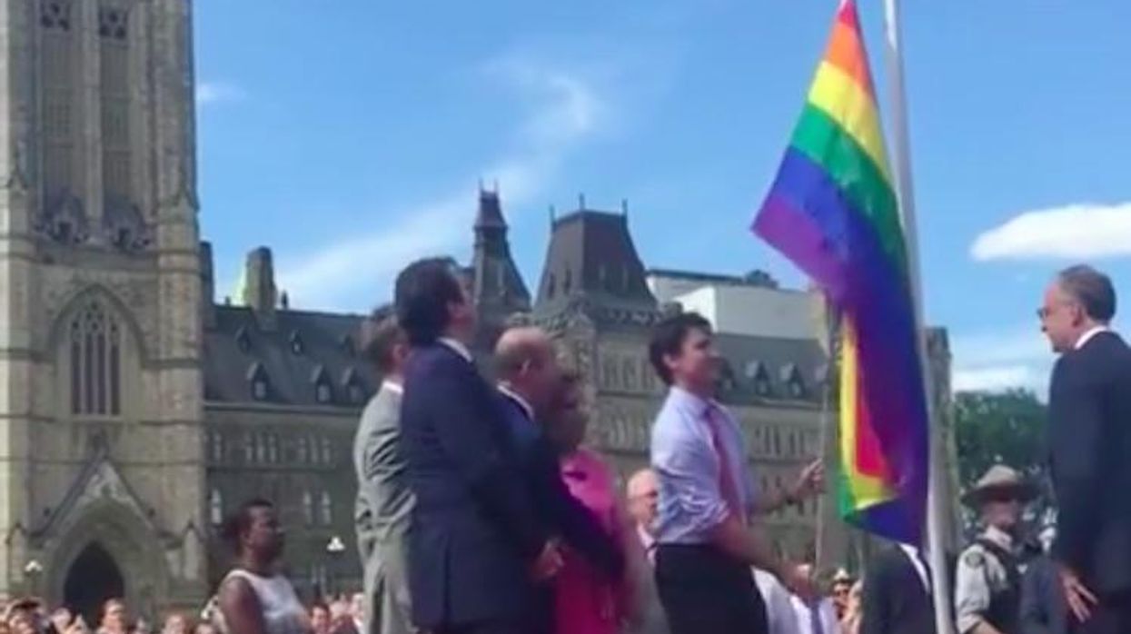 Watch: Justin Trudeau Raises the Pride Flag at Parliament