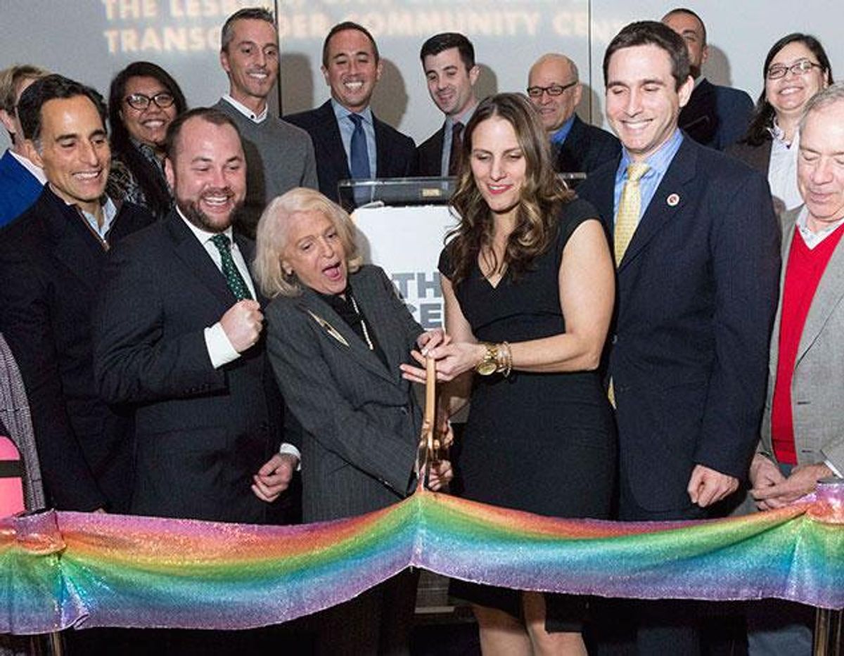 The Center Celebrates Re-launch with Ceremonial Rainbow Ribbon and LGBT Icon