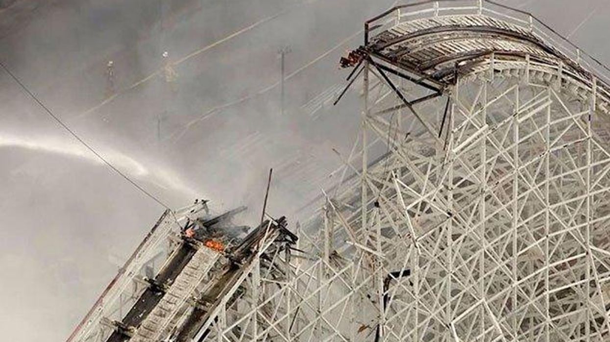 Famous Roller Coaster Burns, Partially Collapses