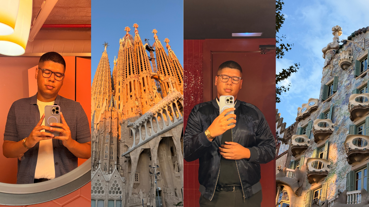 Images of the article writer and Barcelona landmarks