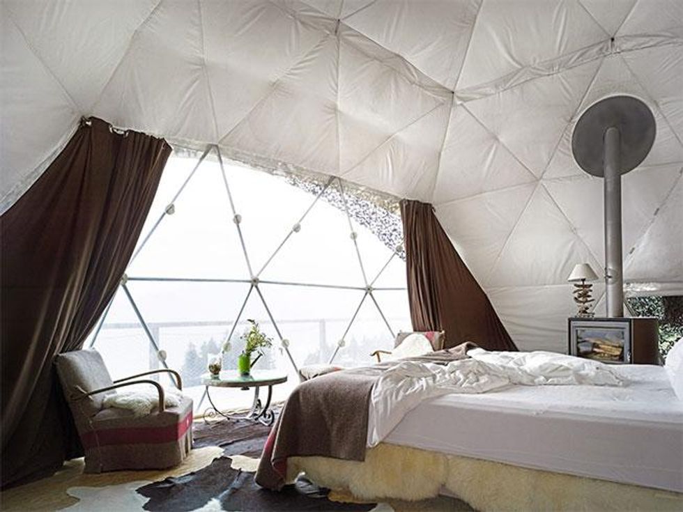 Inside a Deluxe Suite at Whitepod Hotel