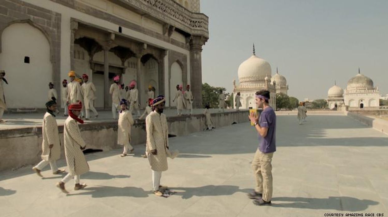 James of 32nd The Amazing Race on a challenge in india