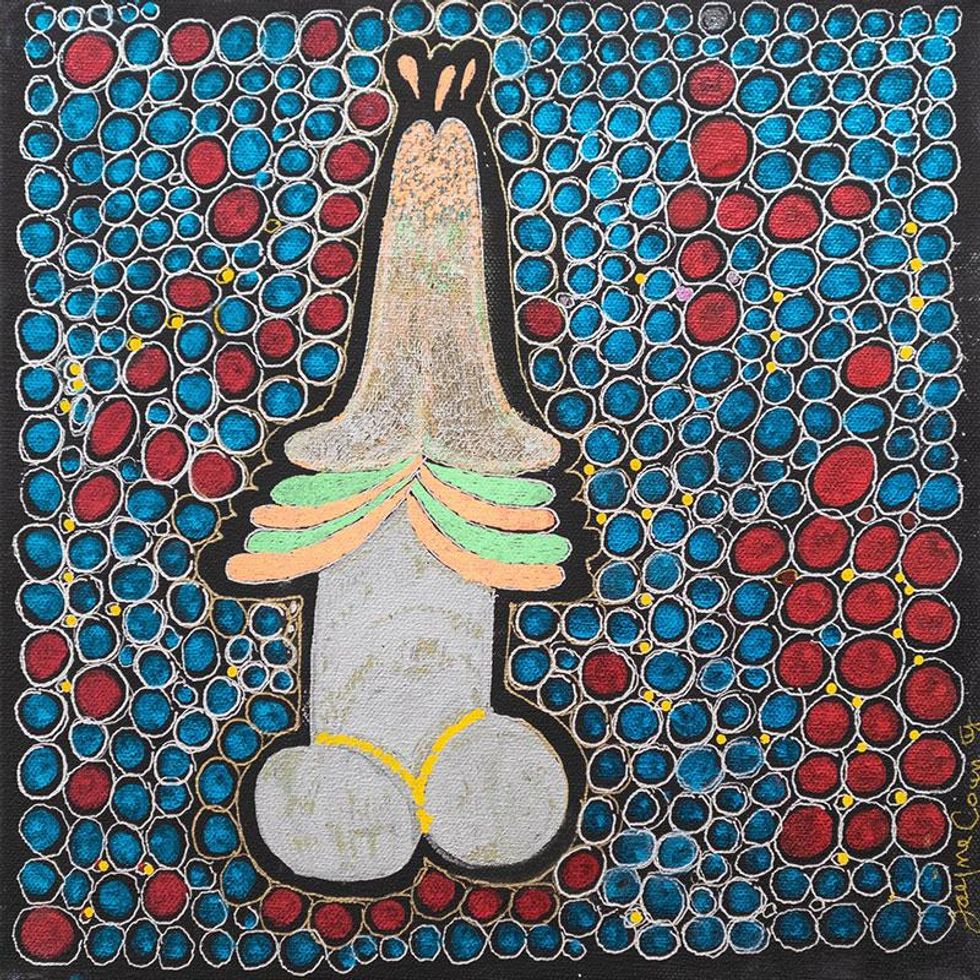 Jayne County, Amerikan Penis, 2020, acrylic and ink on canvas, 12 x 12 inches
