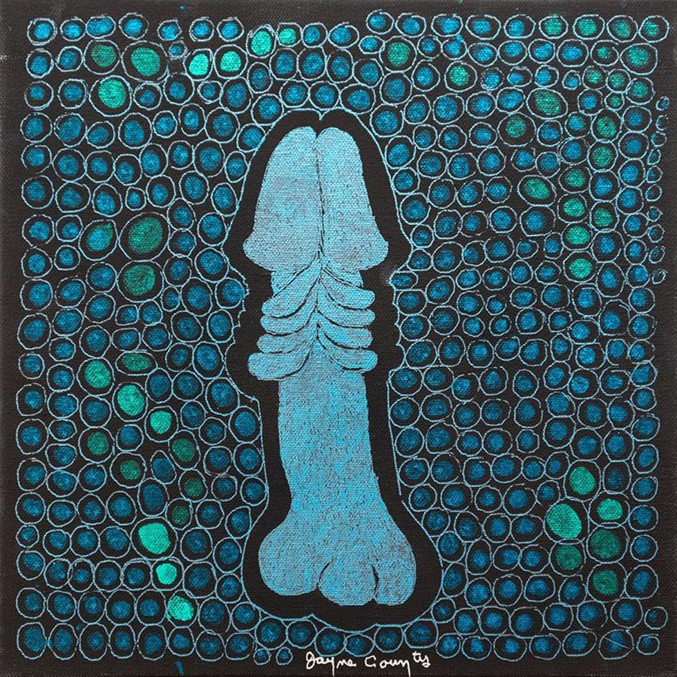 Jayne County, Blue Peter, 2020, acrylic and ink on canvas, 12 x 12 inches