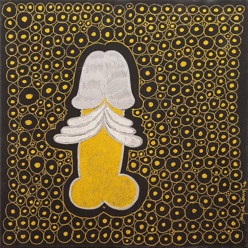 Jayne County, Goldarias, 2020, acrylic and ink on canvas, 12 x 12 inches