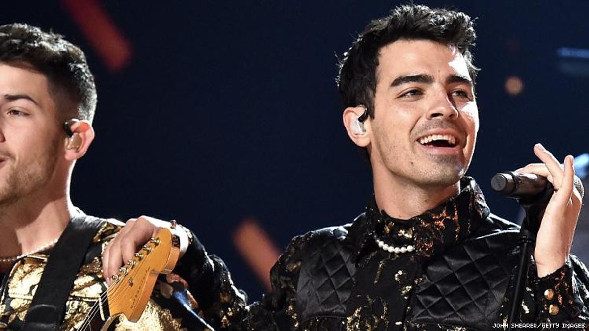 Joe Jonas on stage at Grammys