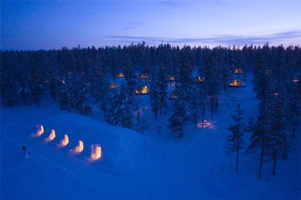Kakslauttanen glass igloos at night