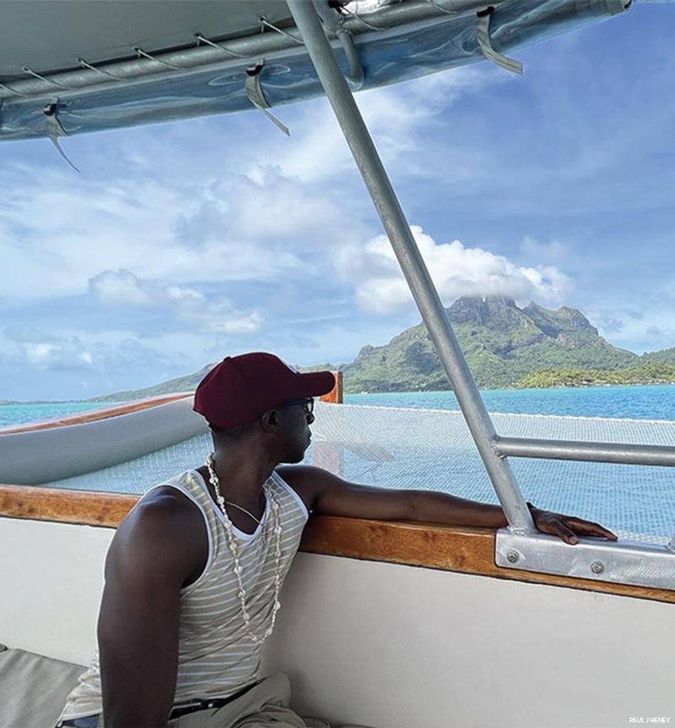 Lance admires the crystal clear waters