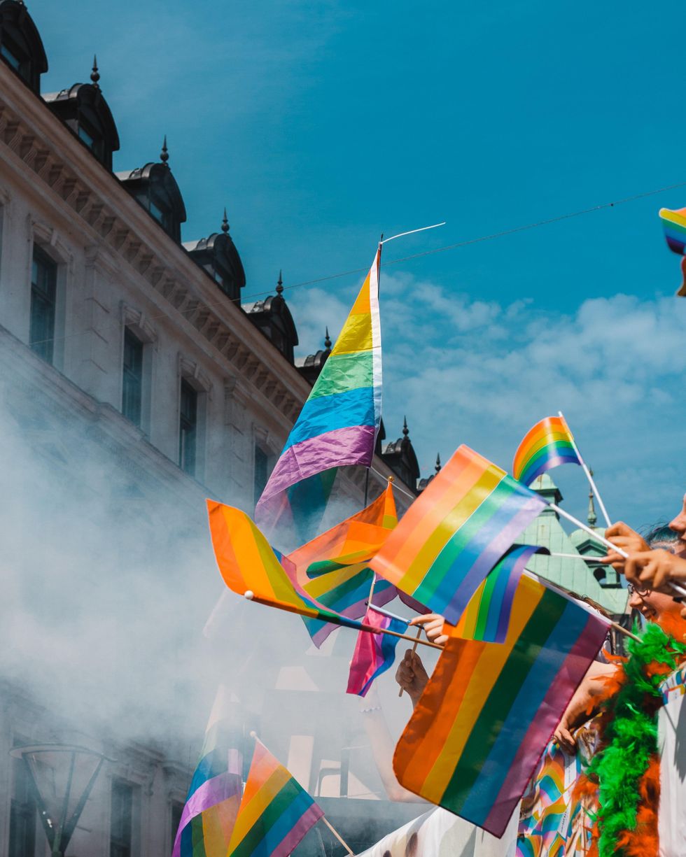 LGBT flags waving at Toronto's gay pride