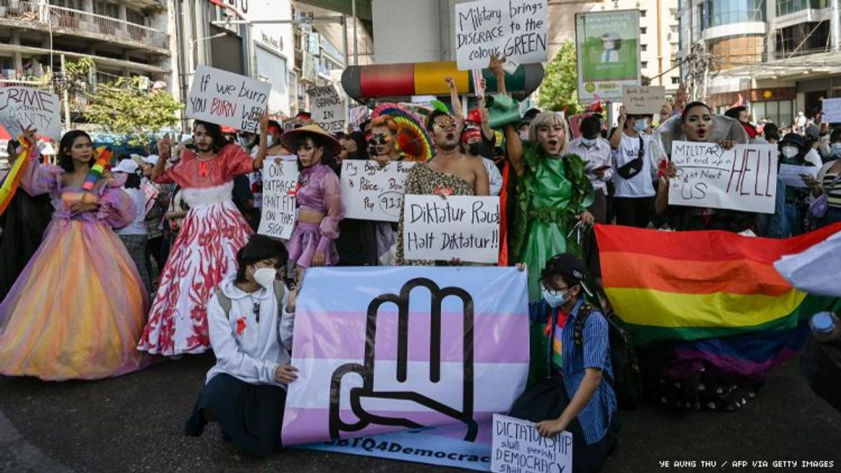 LGBTQ people protest the coup in Myanmar