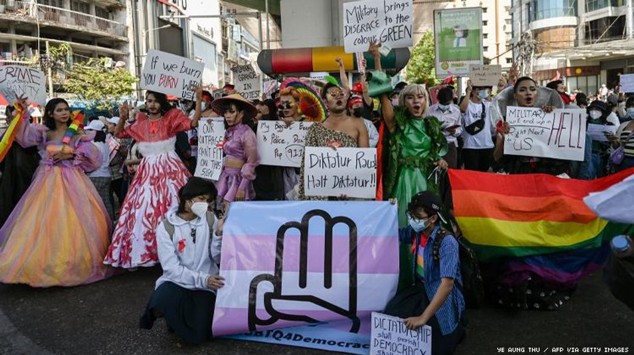 LGBTQ people protest the coup in Myanmar