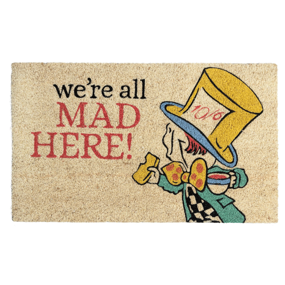 Mad Hatter \u201cWe\u2019re All Made Here!\u201d doormat