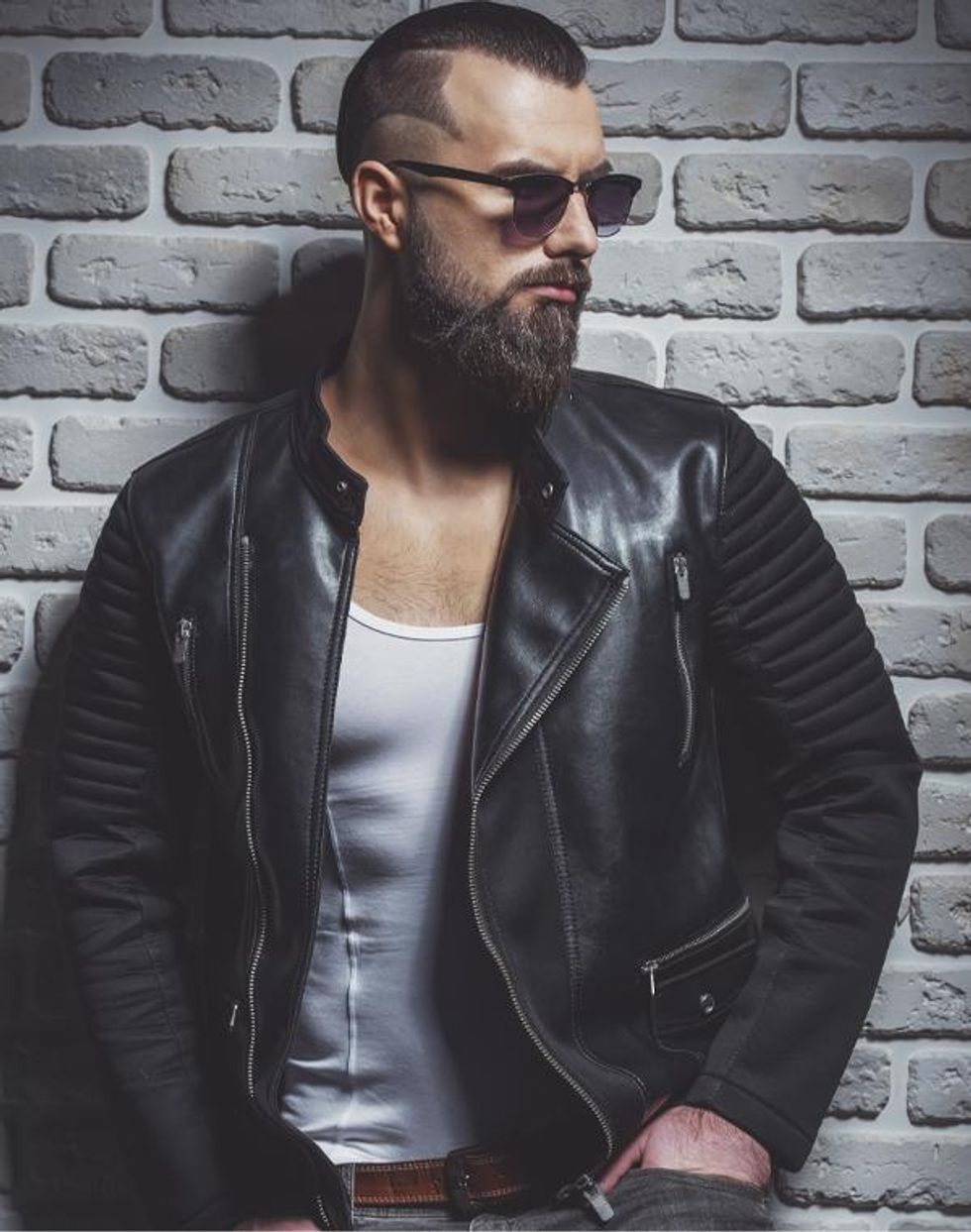 Man in leather jacket