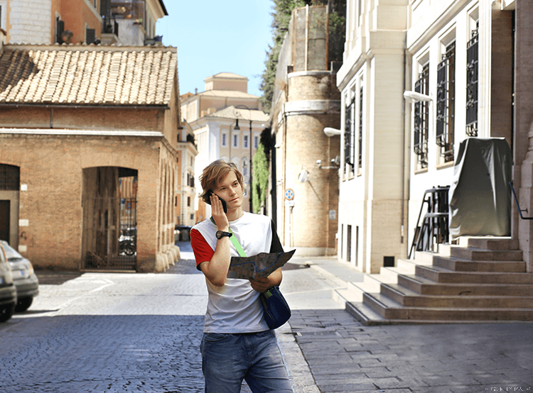 Man in Russia consults his map