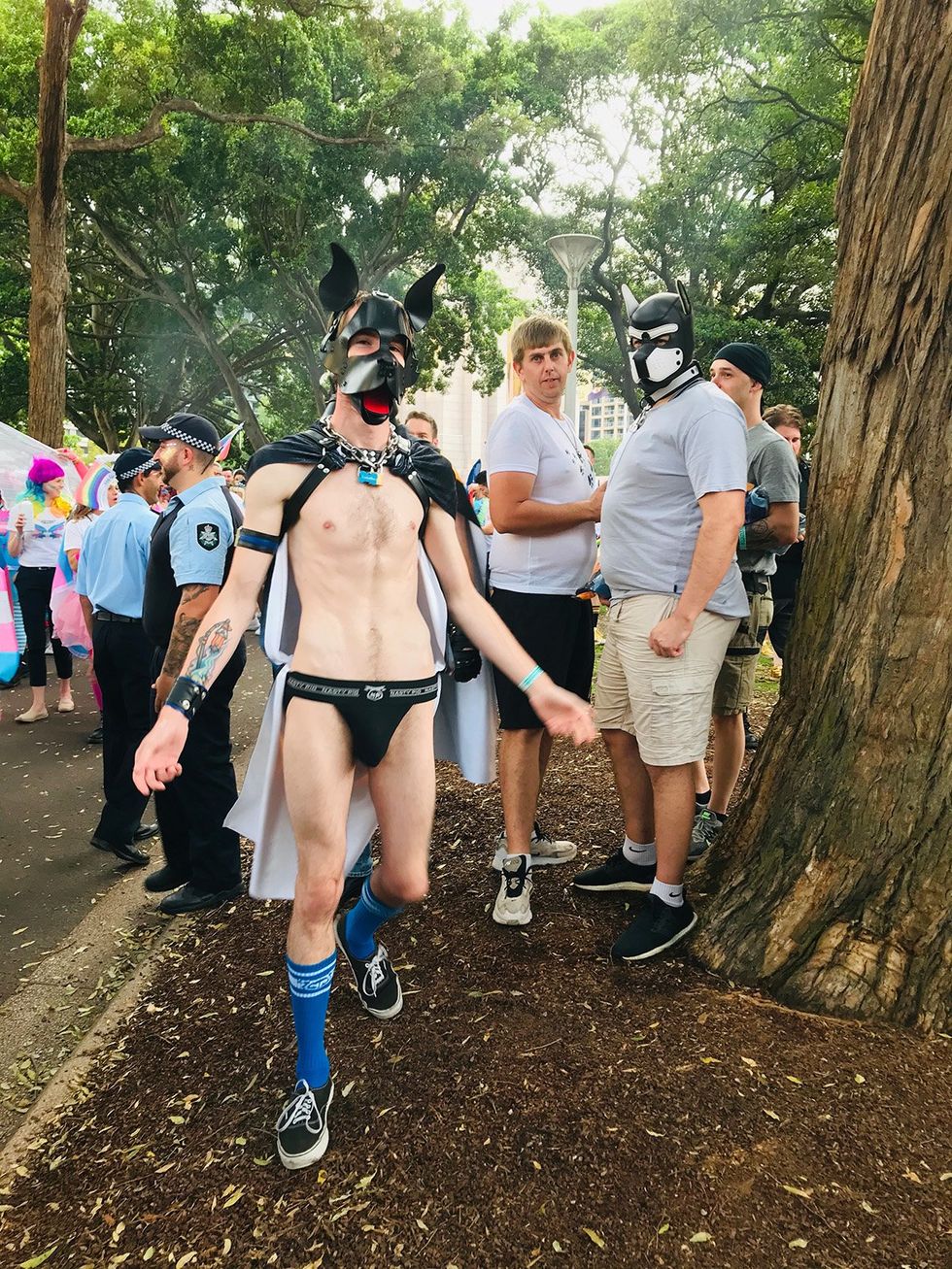 Masked marcher at Sydney Mardi Gras