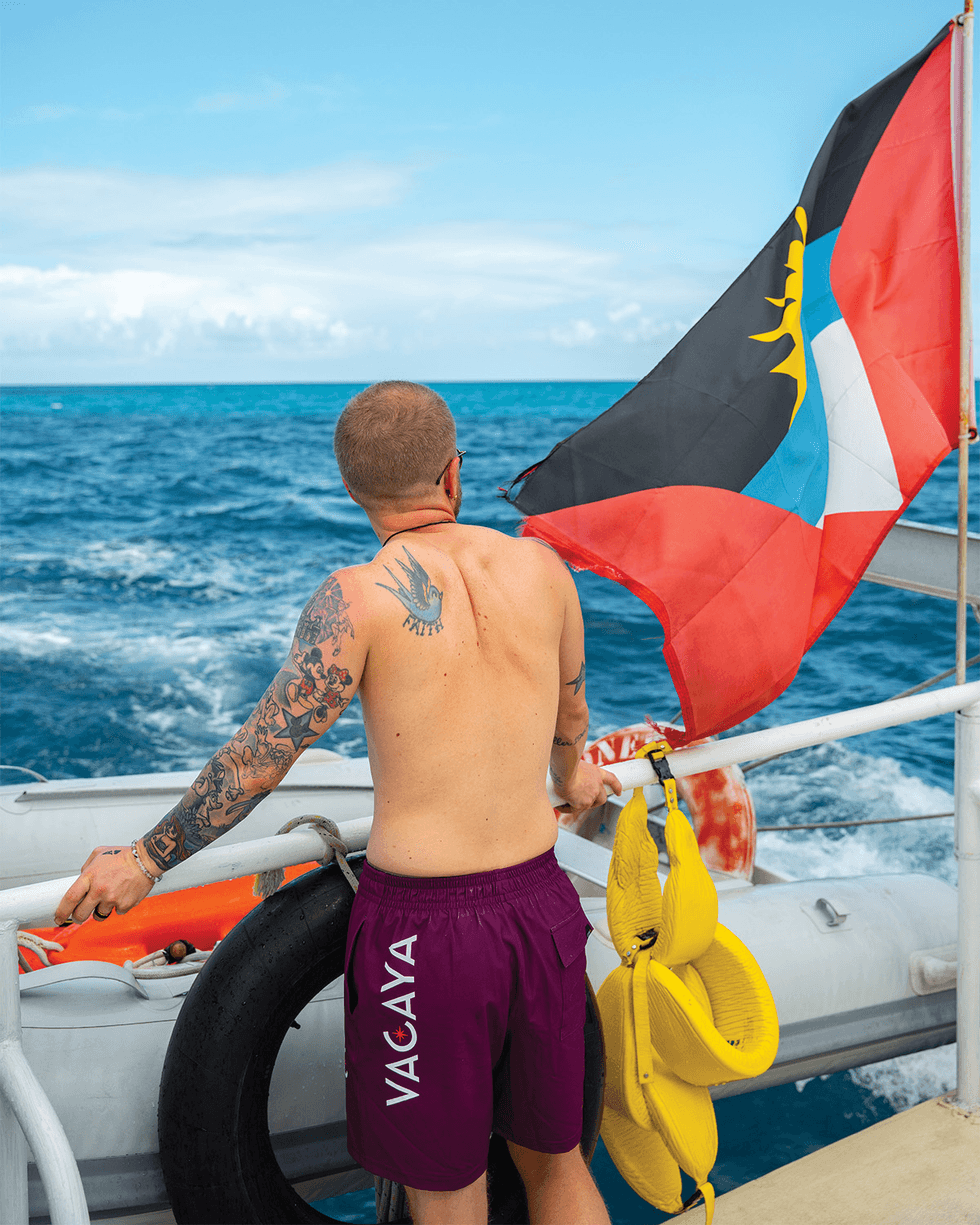 Mason looks out at sea during a VACAYA charter