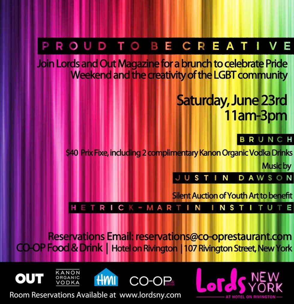 NYC Pride Brunch - Lords New York - Out Magazine - Proud to Be Creative