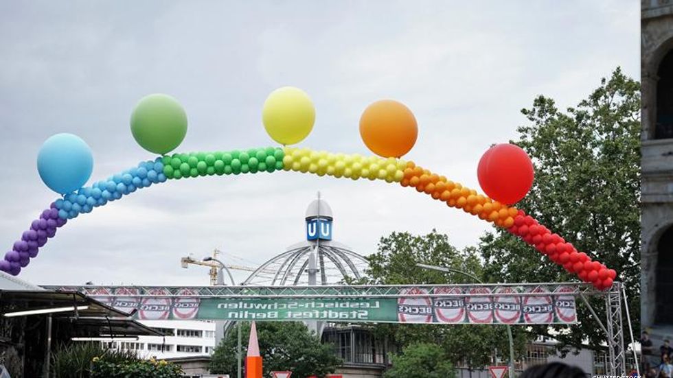 Pride ballons in Berlin's Schoneberg neighborhood