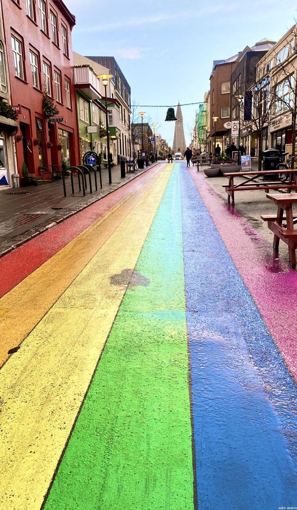 Rainbow road in Reykjavik