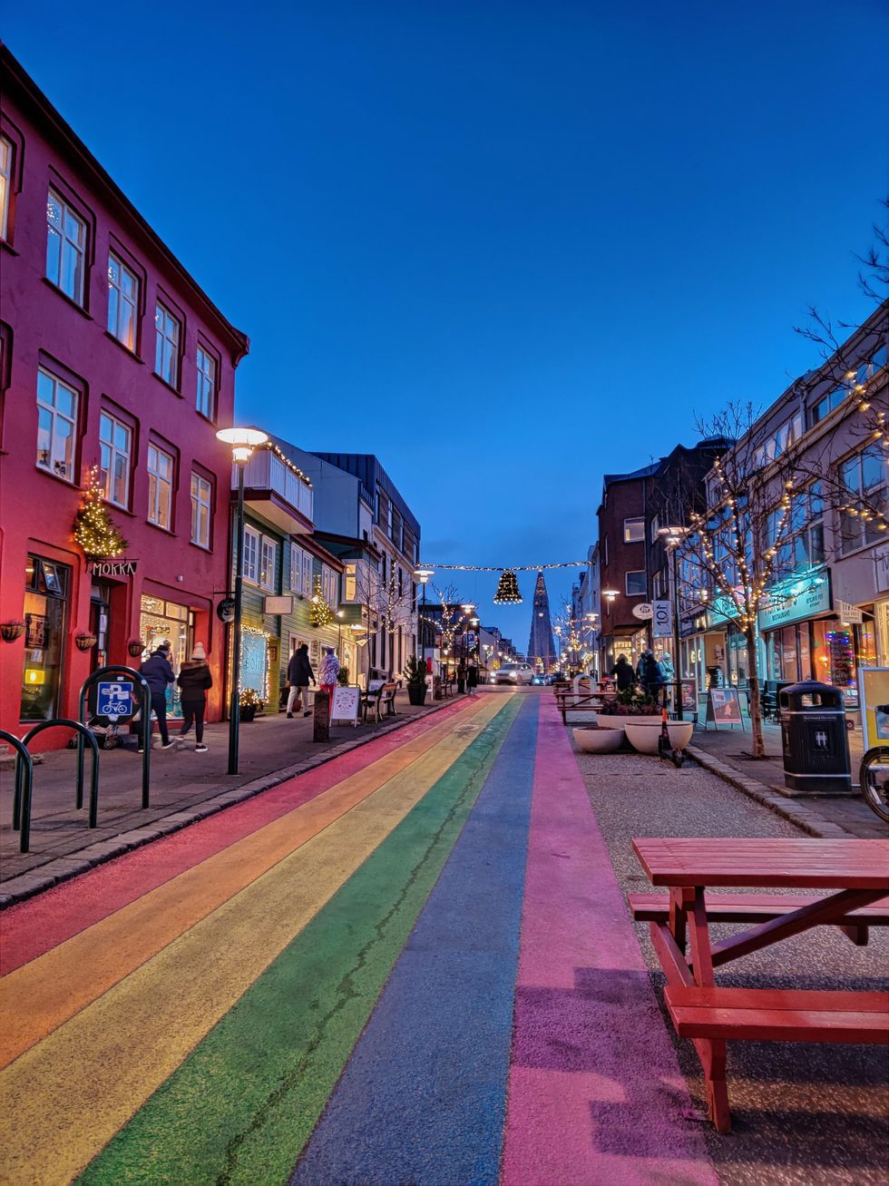 Rainbow street in Reykjavic, Iceland