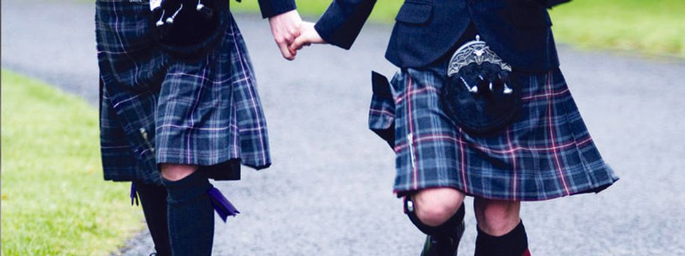 Scots boys in kilts