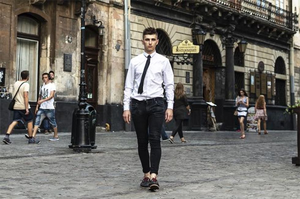 Sharped dressed man on a Ukraine street